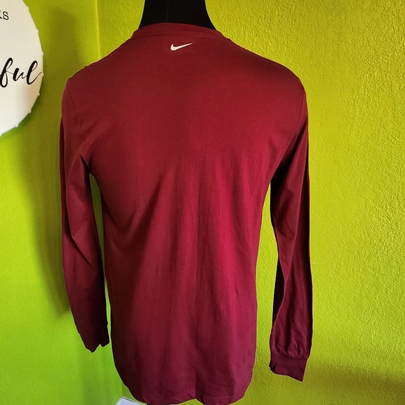 NIKE All Purpose Tee Mens Large Long Sleeve Maroon Standard Fit Cotton - Picture 5 of 8
